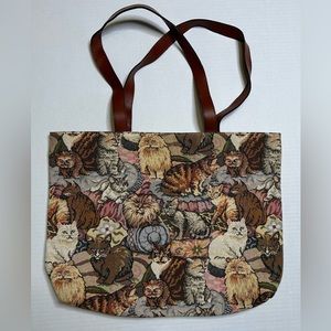 Vintage Cat tapestry tote bag